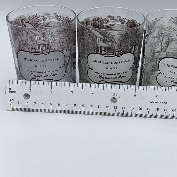 Currier & Ives Bar Glasses - Four - From Lithographic Prints -4 1/2 inches tall - Picture 7 of 7